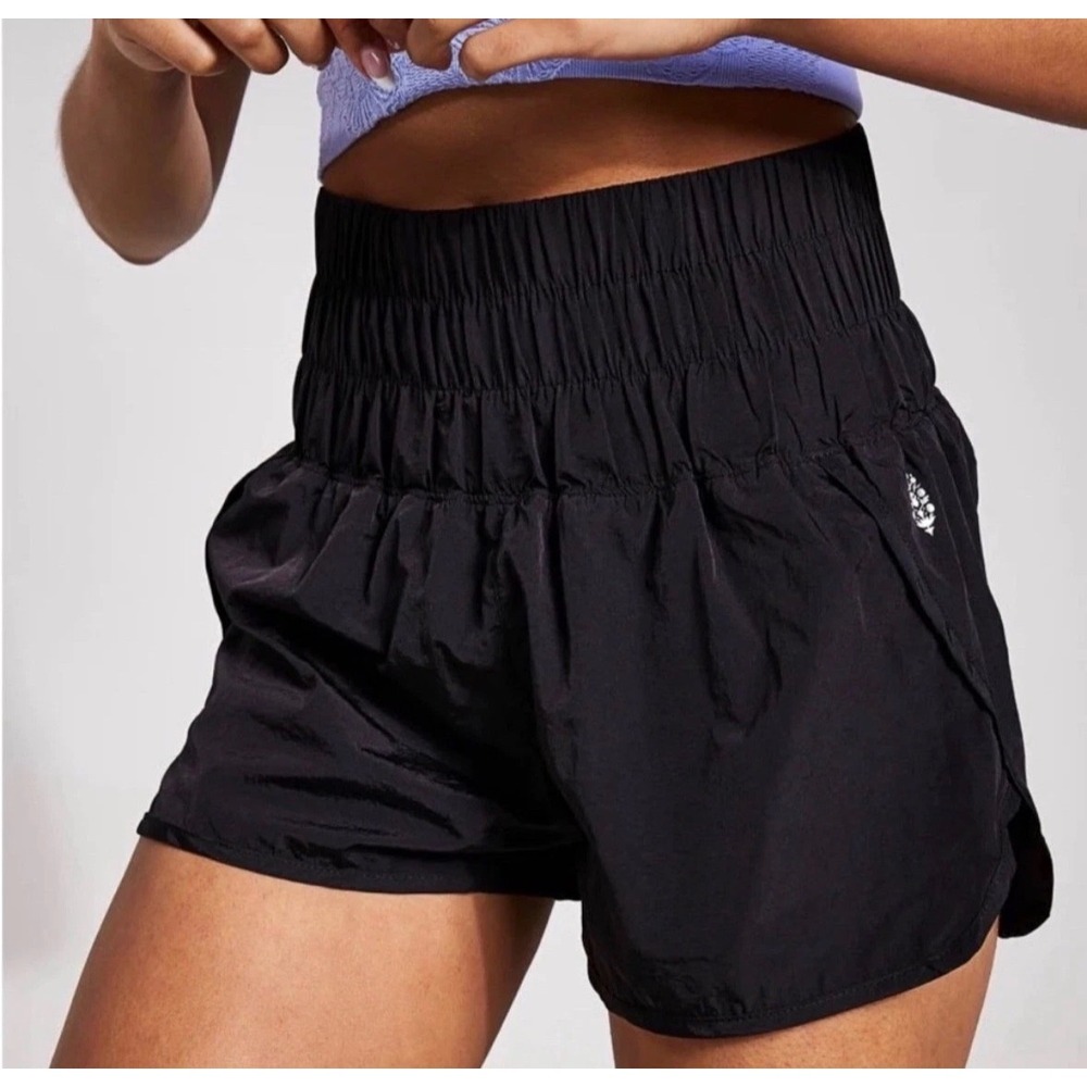 Free Movement Black High Waist Shirred‎ lightweight Athletic Shorts Womens XS